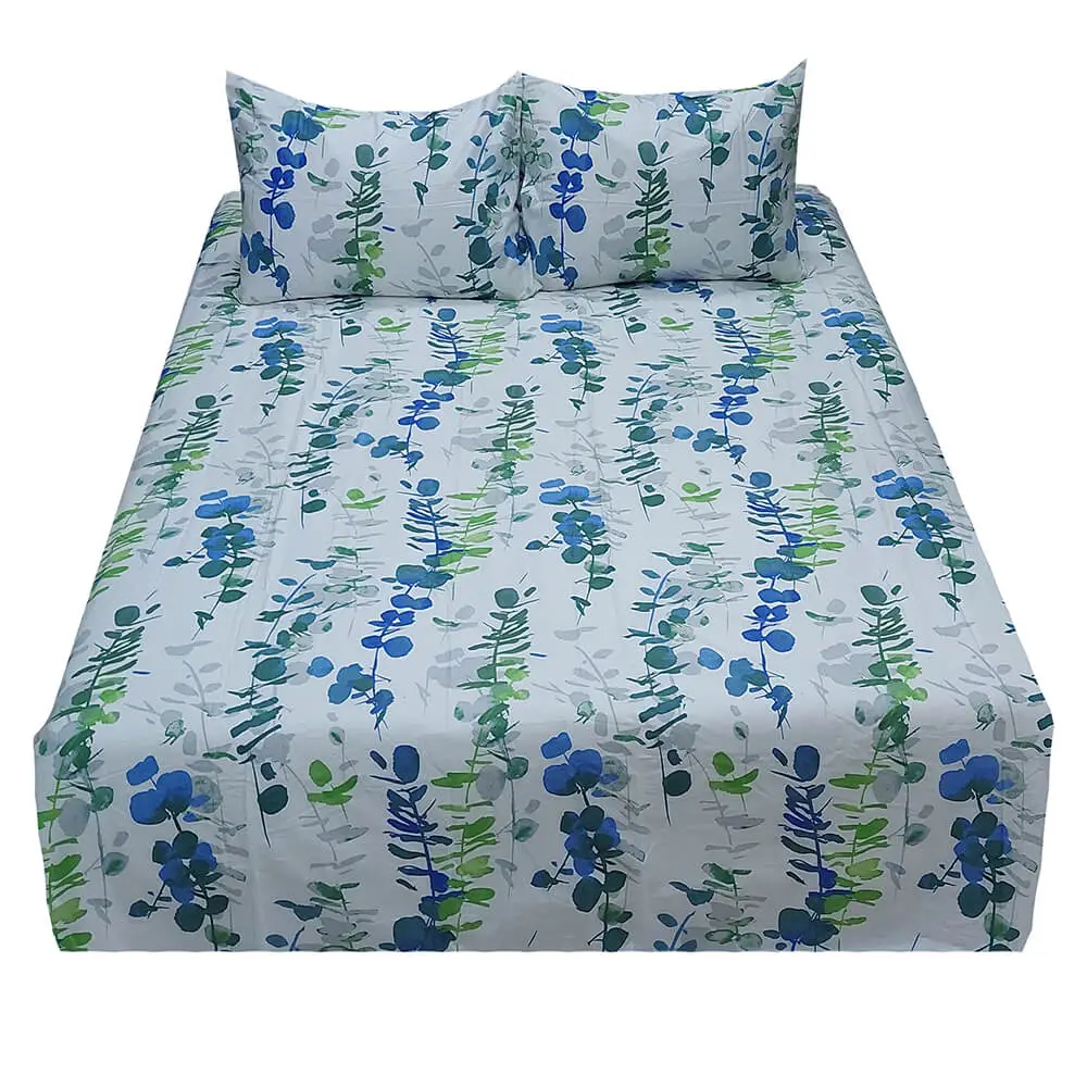 Leafy Blue Bed Sheet