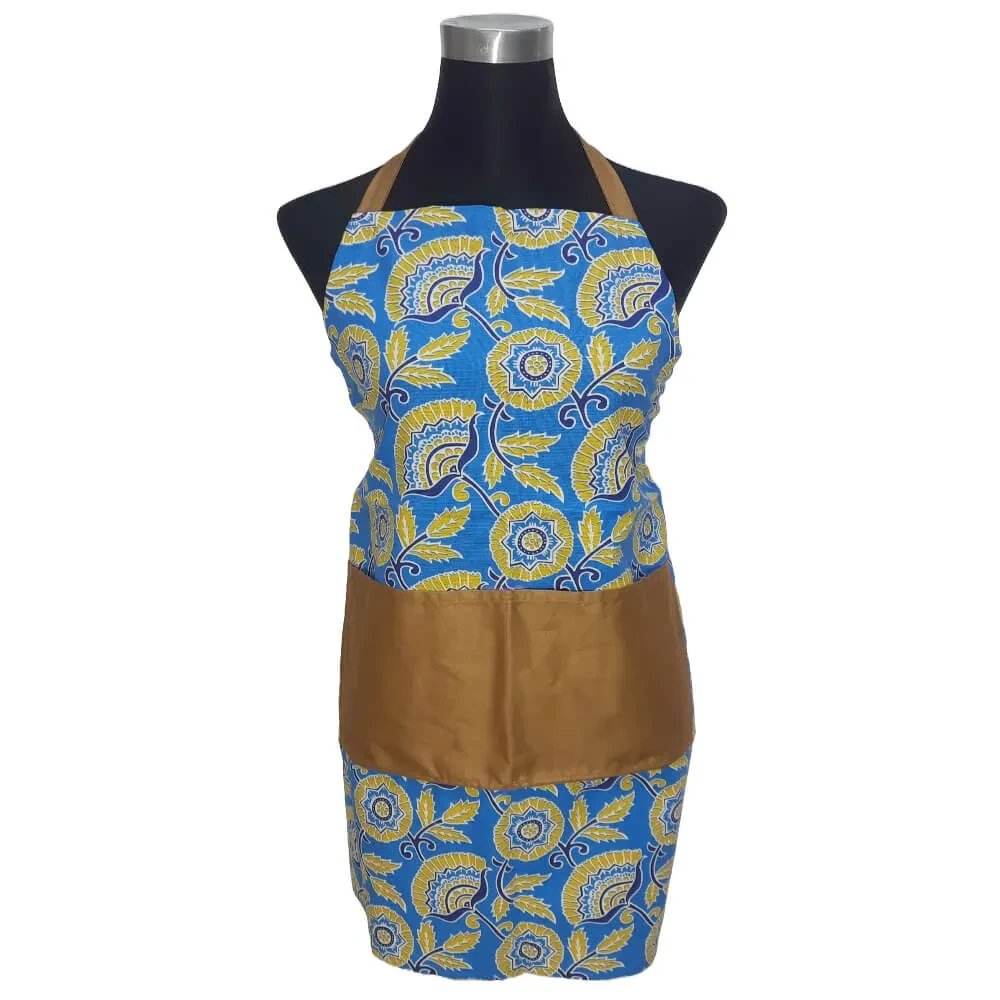 Blue Circle Flower Kitchen Apron